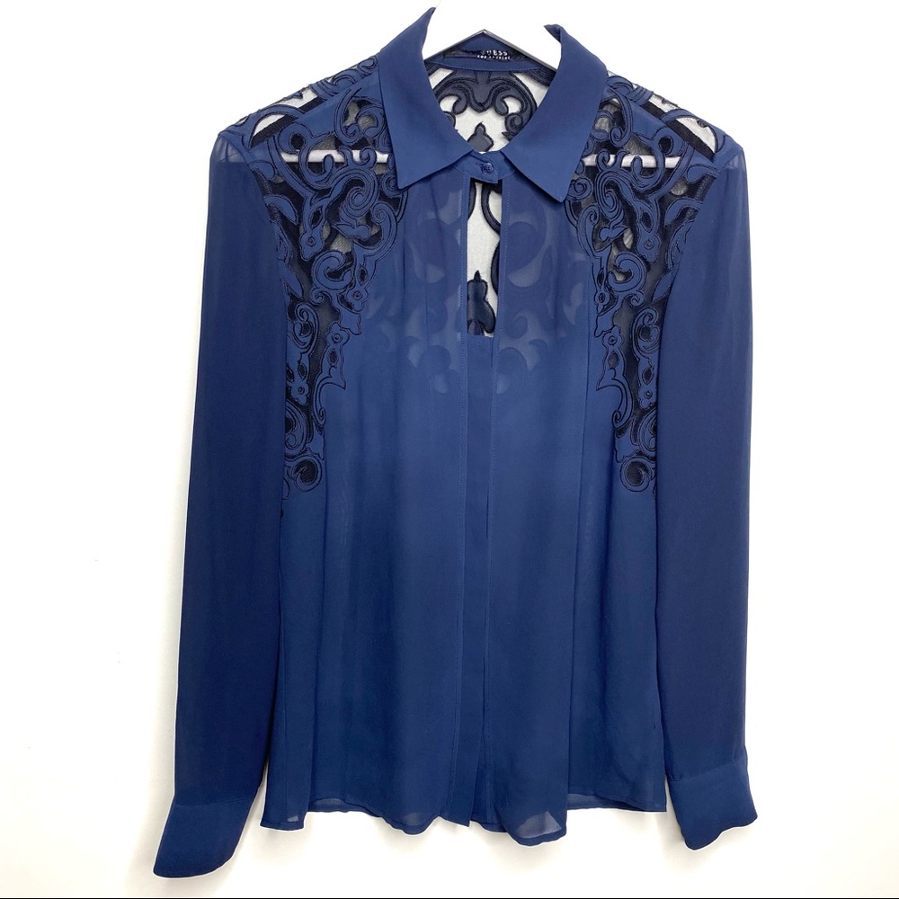 Guess Lace Blouse Navy XS